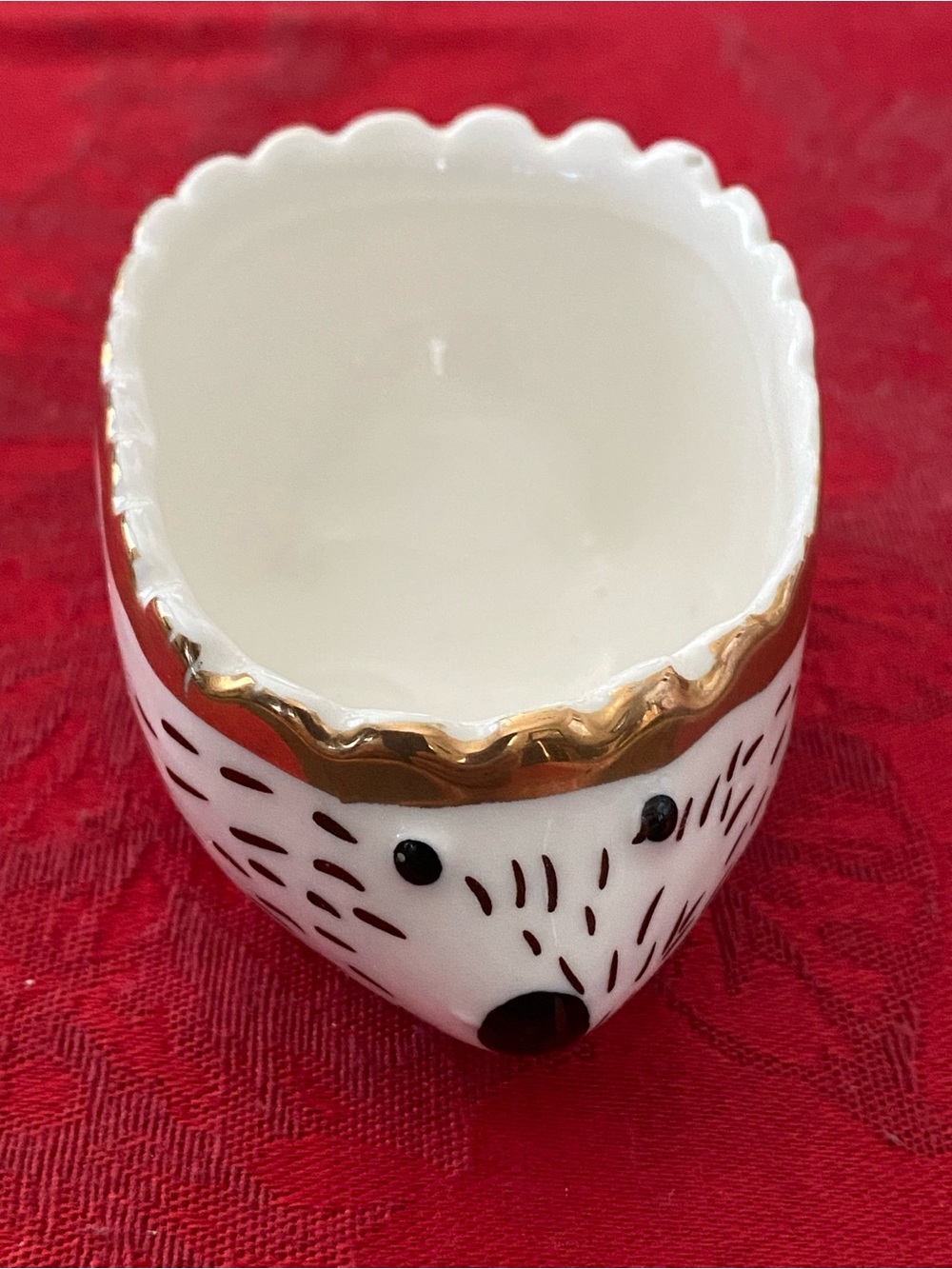 Hedgehog Jewelry Trinket Bowl Ceramic White & Gold - Decorative Dish - Picture 2 of 7